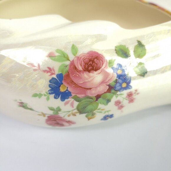 VTG 1950s Candle Holder Planter Iridescent Roses Ivory Unique Handmade Signed - Picture 5 of 15